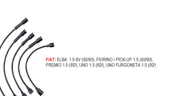 Imagen de JUEGO CABLES BUJIA FIAT UNO/PREMIO/ELBA 1.5 1992 EN ADELANTE